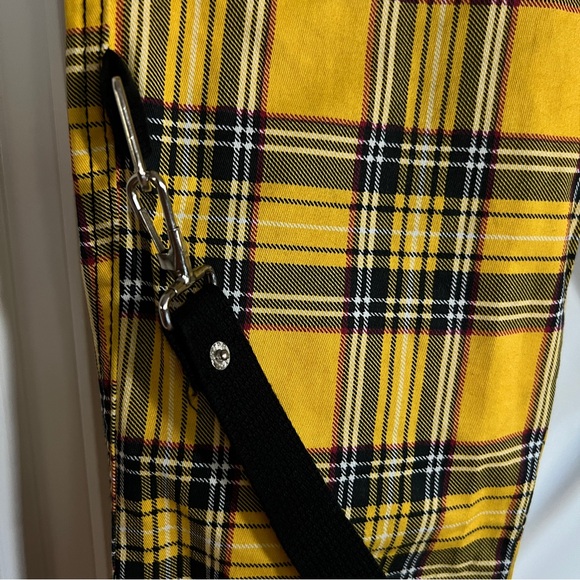 Tripp NYC Daang Goodman Men’s Pants Yellow Plaid Punk Size 28 Straps and Zippers - Picture 4 of 9